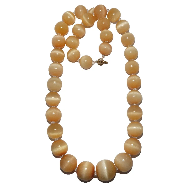 women’s bridal necklaces -Selenite Necklace Orange Silk Orbs Statement Stone