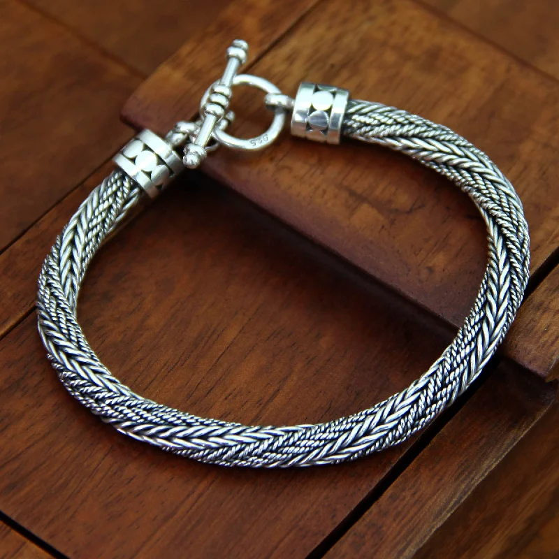 women’s mixed metal bracelets -Unity Sterling Silver Men's Braided Chain Bracelet