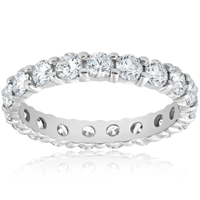 women’s vintage engagement rings -Pompeii3 Platinum 2 ct TDW Diamond Eternity Ring Womens Wedding Anniversary Stackable Engagement Band