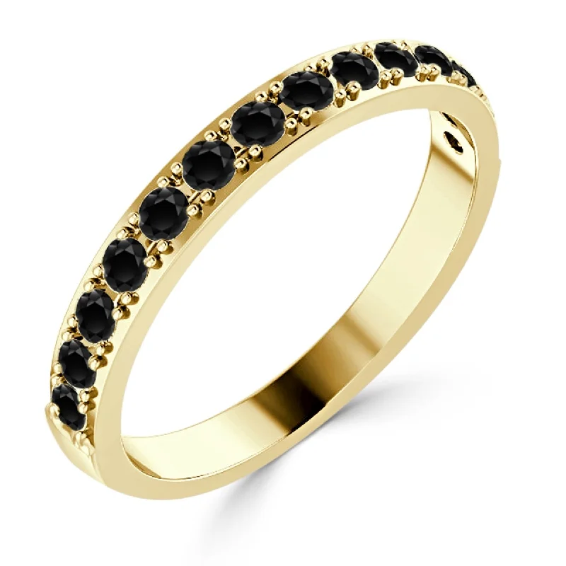 women’s signature engagement rings -Auriya 3/8ctw Stackable Round Black Diamond Band 10k Gold