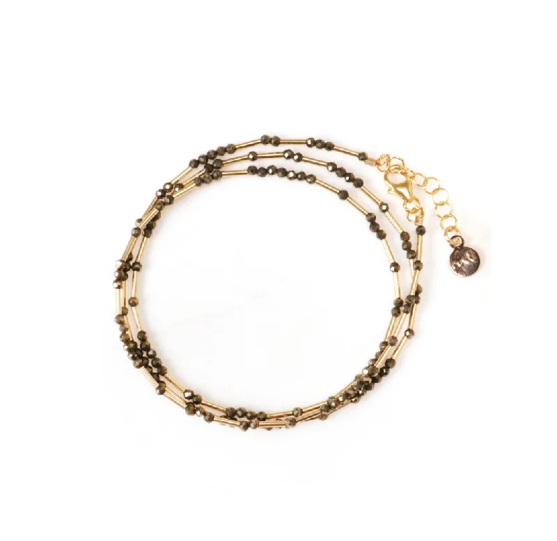 women’s friendship bracelets -Pyrite Liquid Wrap Bracelet - Final Sale 25% off