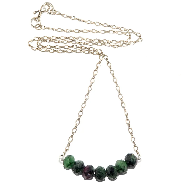 women’s silver chain necklaces -Ruby Zoisite Necklace Lucky Love Links Sterling Silver