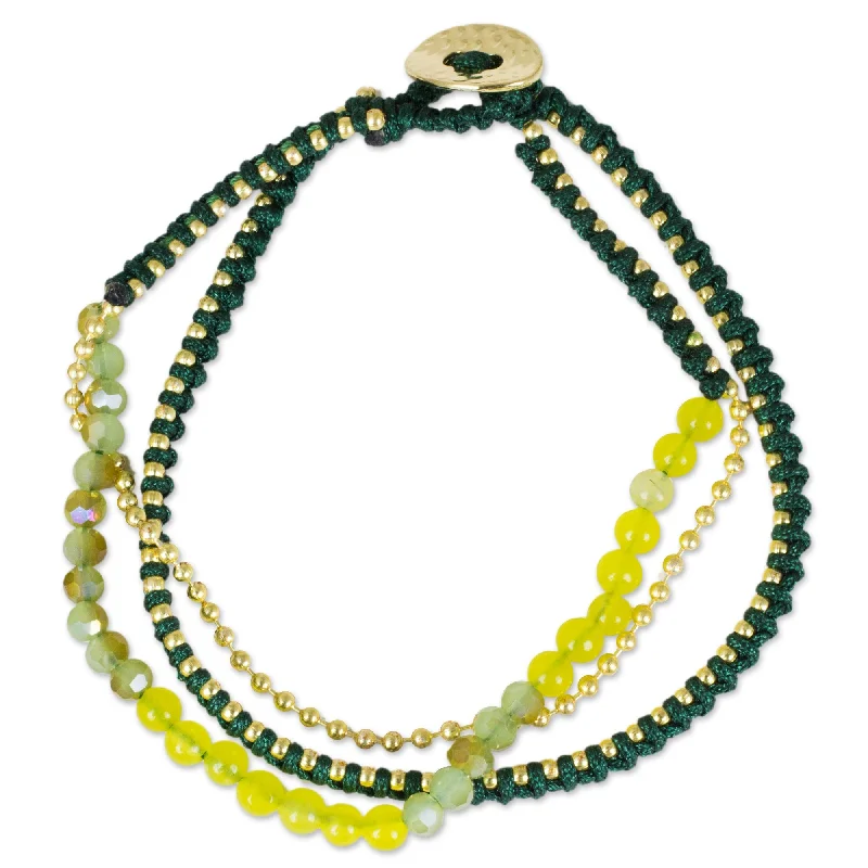 women’s wide bangles -Happy Chic In Yellow & Green Beaded Bracelet