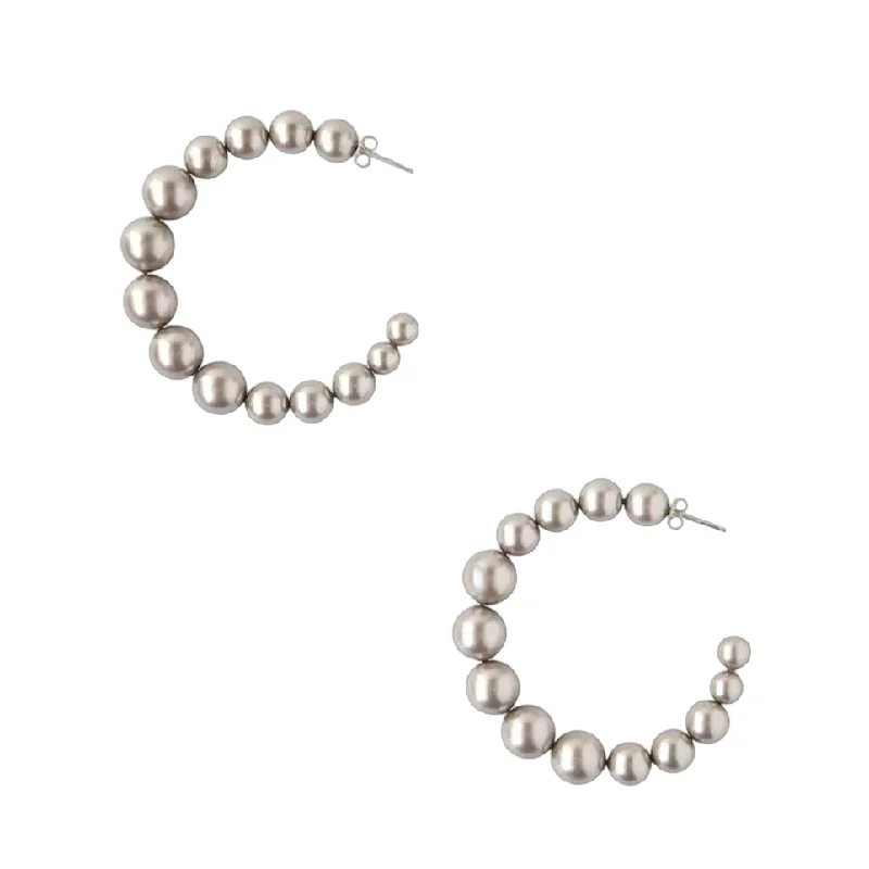 women’s statement earrings -Multi Pearl Hoop Earrings - Platinum