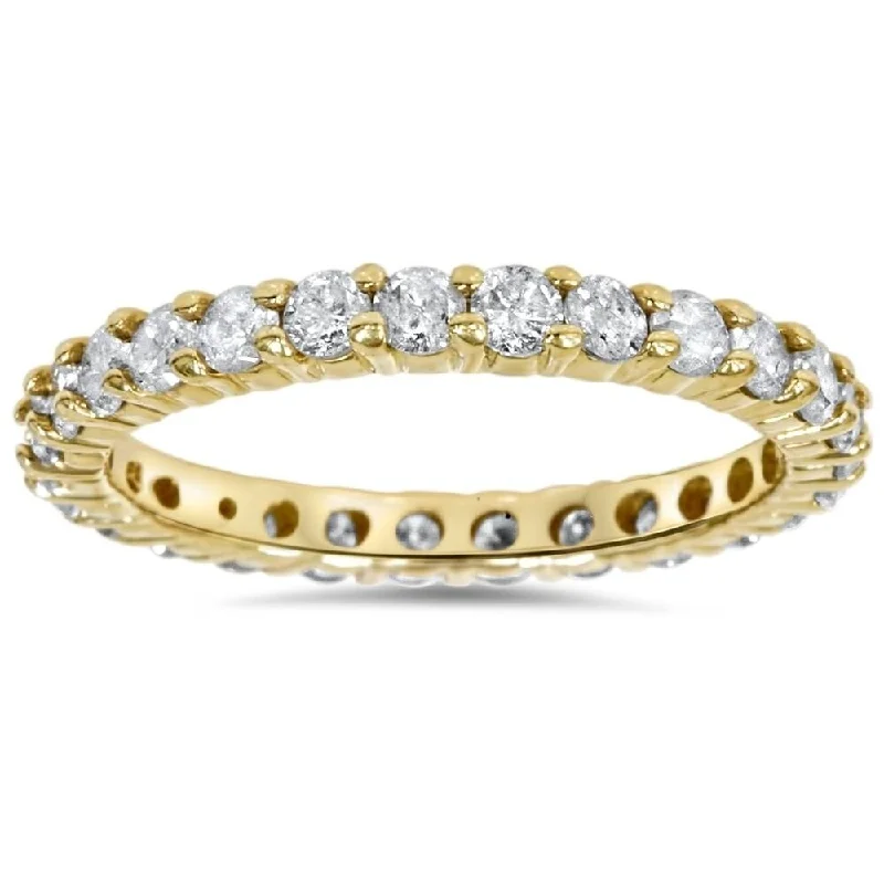 women’s vintage-inspired engagement rings -1 1/2ct Prong Diamond Eternity Ring 14K Yellow Gold