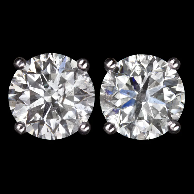 women’s designer gold rings -2.05ct VERY GOOD CUT NATURAL DIAMOND STUD EARRINGS ROUND WHITE GOLD 2 CARAT 2ct