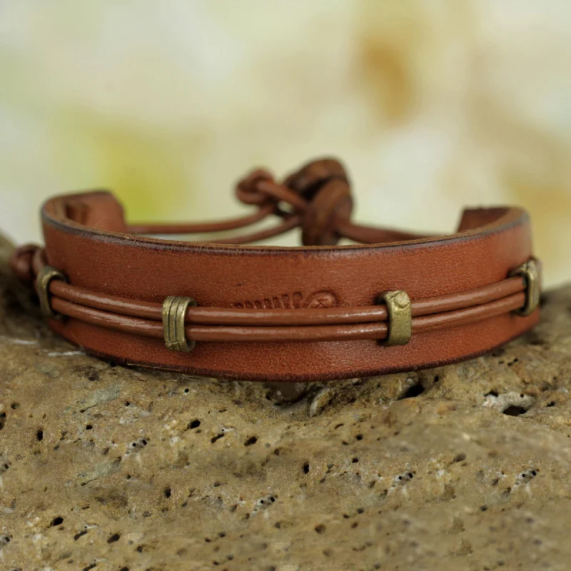 statement bangles for women -Men's Handcrafted Leather Bracelet