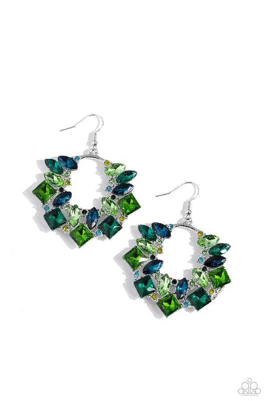 women’s minimalist earrings -Wreathed in Watercolors - Green