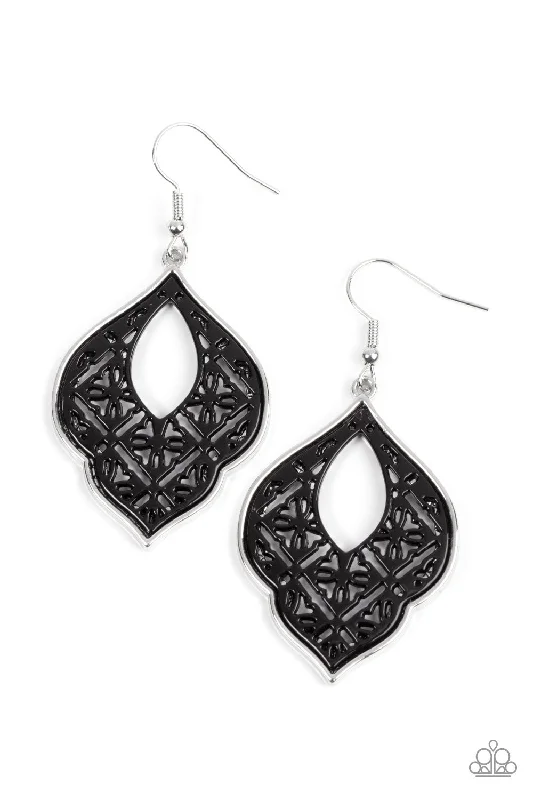 women’s sterling silver earrings -Thessaly Terrace - Black