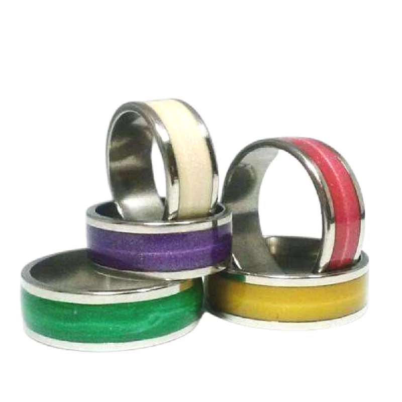 women’s handmade necklaces -Glossy Colored Enamel Band Ring 5mm For Woman 5 Fabulous Colors to Choose