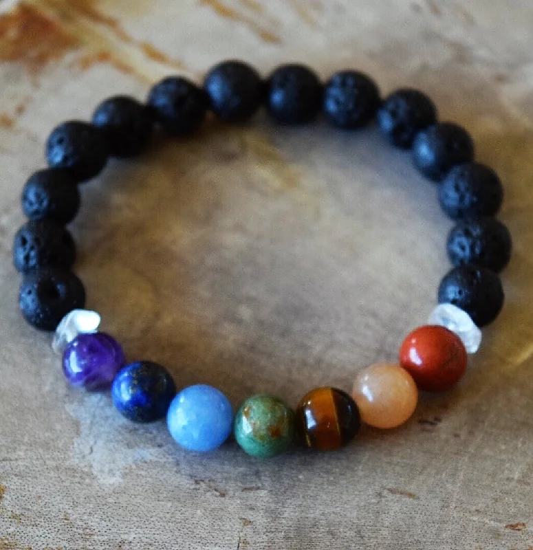 women’s leather bracelets -Aromatherapy Chakra Diffuser Bracelet with Genuine Gemstones