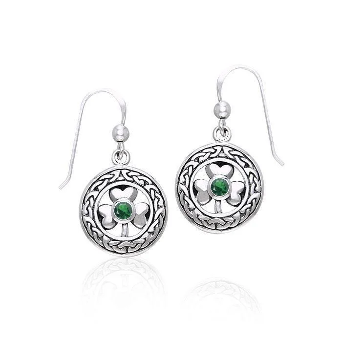 women’s engraved earrings -Celtic Knot Shamrock Earrings TER220