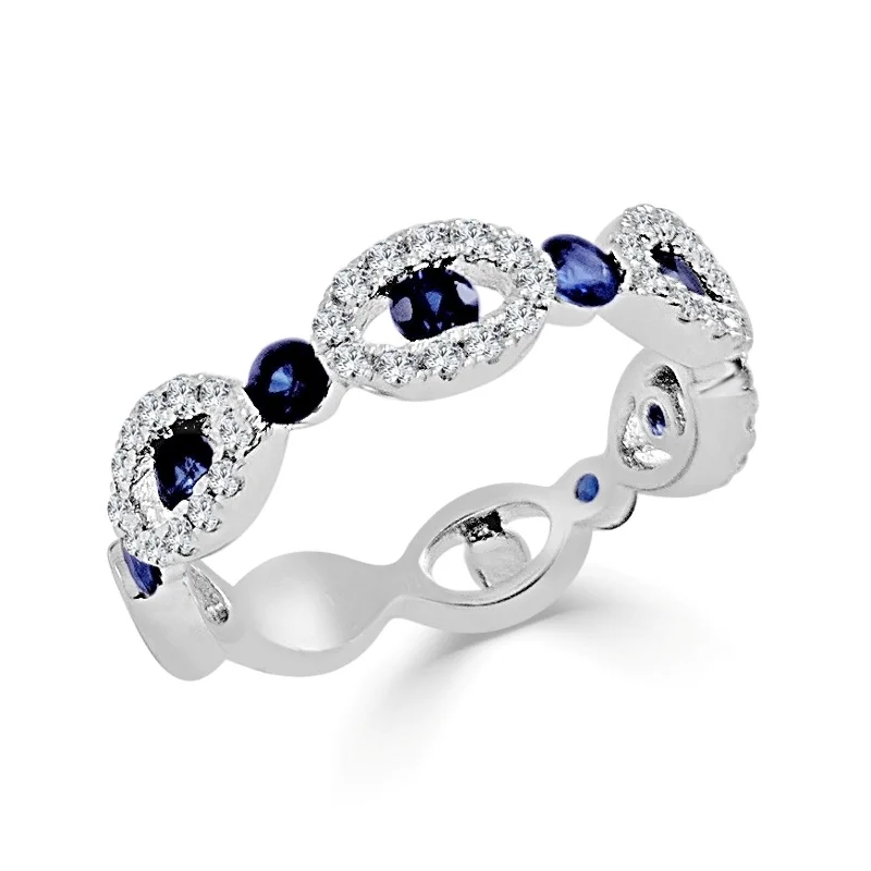 women’s oval diamond engagement rings -Joelle Sapphire & Diamond Band 14K Gold