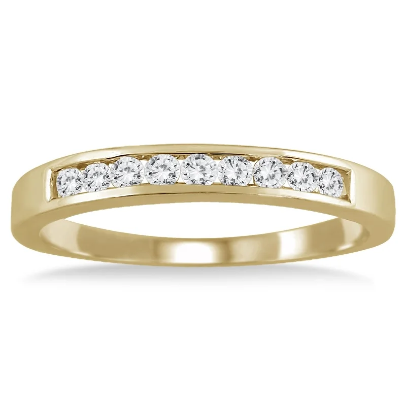 women’s luxurious engagement rings -Marquee 1/4 Carat TW Channel Set Diamond Band in 10K Yellow Gold (K-L Color, I2-I3 Clarity)