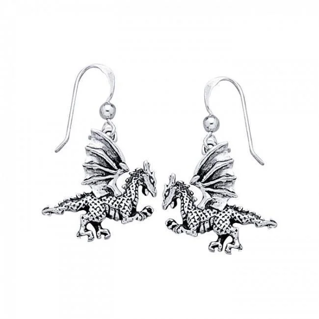 women’s infinity earrings -Silver Clawing Dragon Earrings TE993