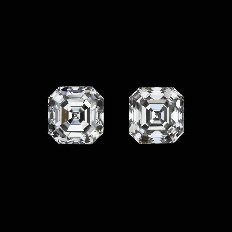 women’s engraved rings -0.51ct F-G VS1-VS2 ASSCHER CUT DIAMOND STUD EARRINGS MATCHING PAIR ACCENTS 1/2ct