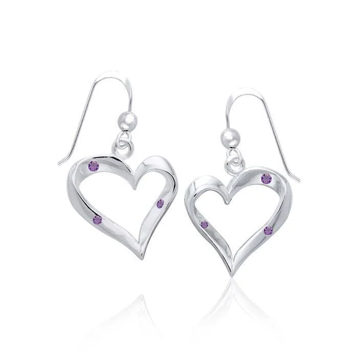 women’s chandelier earrings -Heart Shape with Gem Earrings TER954