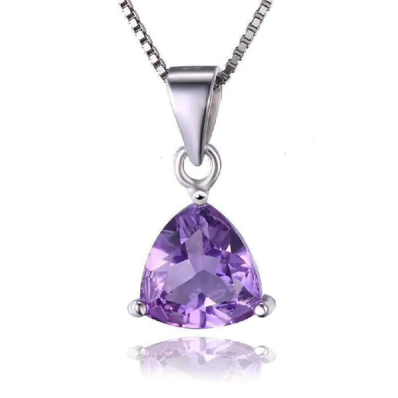 women’s ethnic necklaces -Amethyst Trillion Cut 1.6CT IOBI 925 Sterling Silver Pendant Necklace