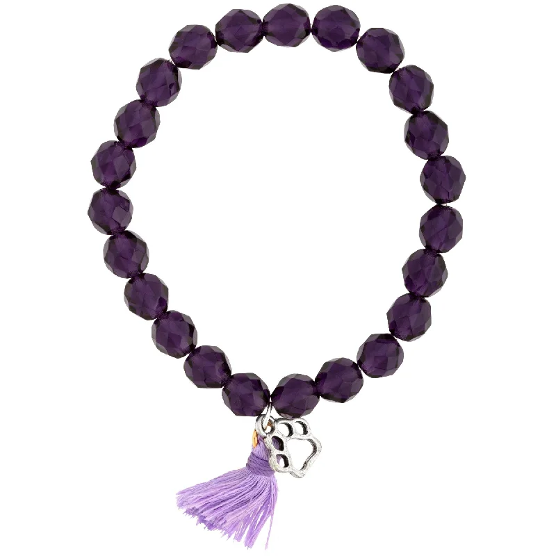 trendy charm bracelets for women -Purple Paw & Tassel Mala Bracelet!