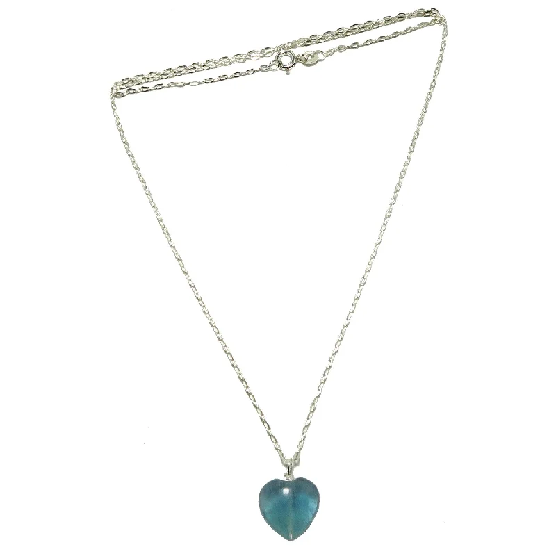 women’s oval pendant necklaces -Fluorite Necklace Blue Heart Beauty Sterling Silver