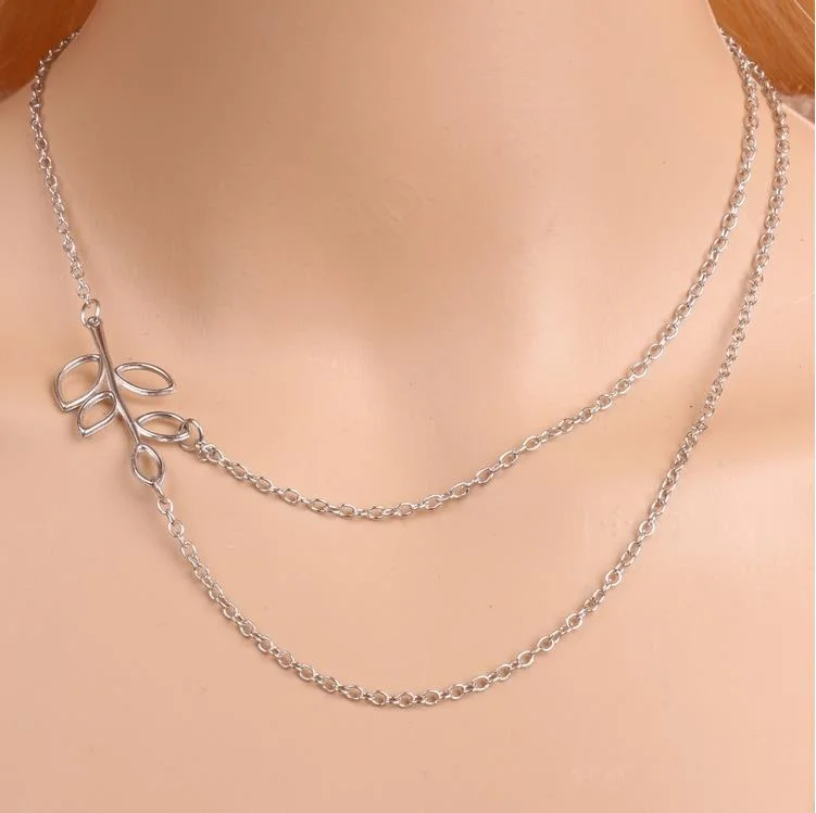 women’s crystal bead necklaces -Elegant Leaf Clavicle Necklace