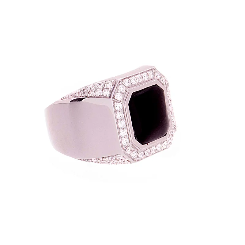 women’s eternity engagement rings -Mens Onyx & Diamond Ring