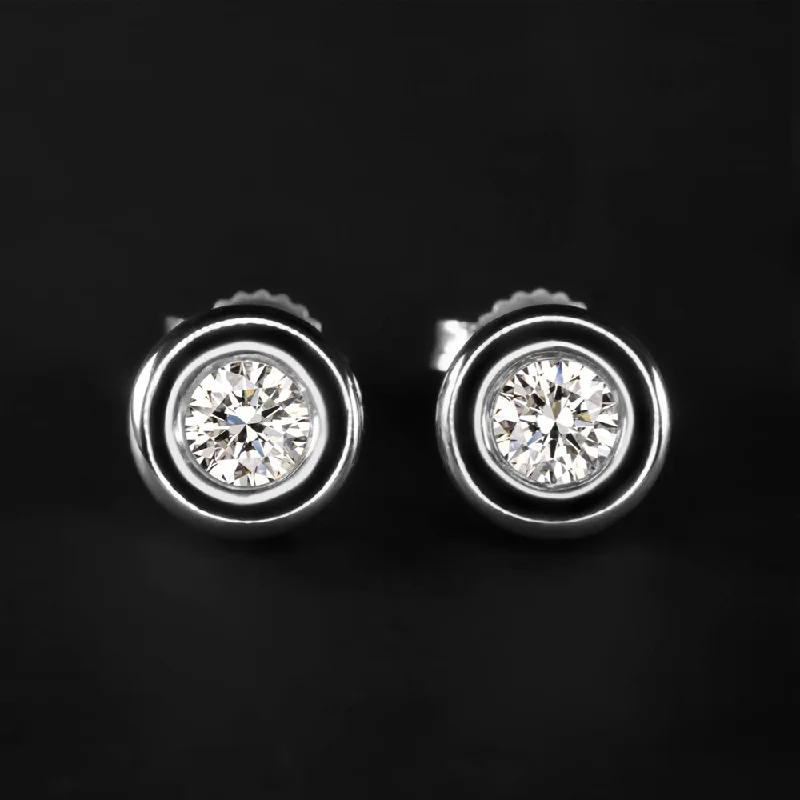 custom rings for women -IDEAL CUT DIAMOND SCOTT KAY STUD EARRINGS 18k WHITE GOLD 1/3 CARAT ROUND BEZEL