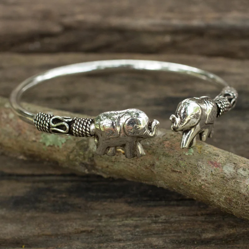 women’s cuff bracelets -Proud Elephant Sterling Silver Cuff Bracelet