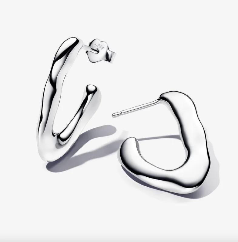 women’s silver hoop earrings -Organically V-shaped Open Hoop Earrings