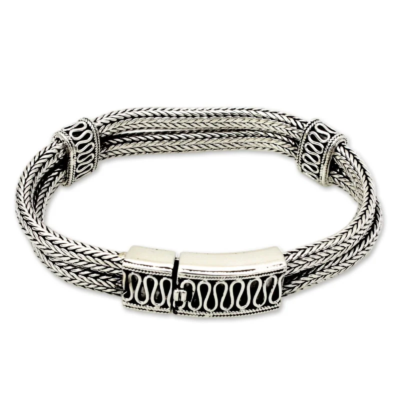 elegant bracelets for women -Rivers of Life Silver Cuff Bracelet