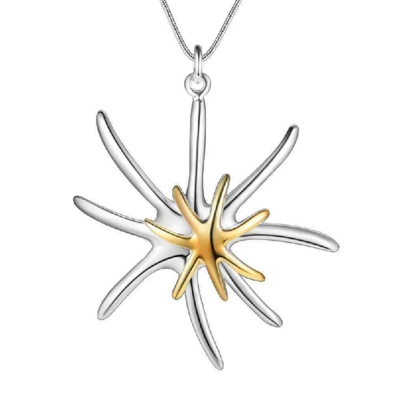 women’s vintage-style necklaces -Fireworks Two Tone Silver & Gold Plated Pendant Necklace for Woman