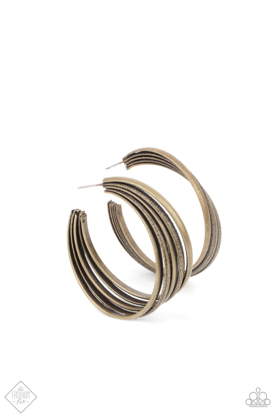 women’s clip-on earrings -In Sync - Brass