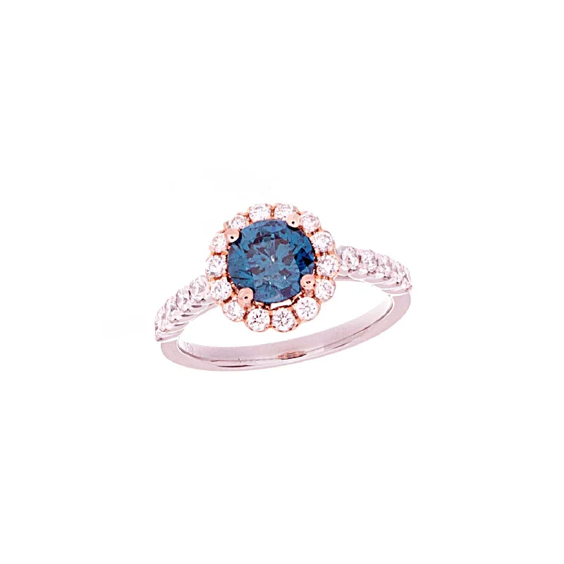 women’s wedding engagement ring bands -Blue Diamond Ring