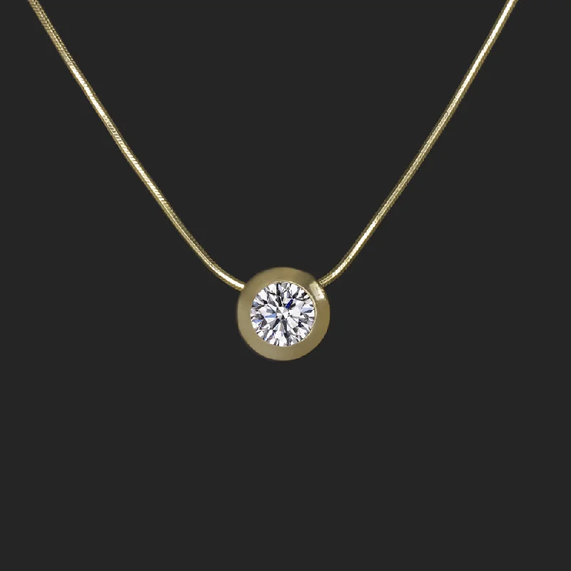 rose gold rings for women -DIAMOND SOLITAIRE NECKLACE 1.25 CARAT ROUND 14k YELLOW GOLD BEZEL SNAKE CHAIN