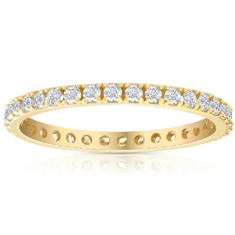 women’s modern platinum engagement rings -1/2 Ct Diamond Eternity Ring 10k Yellow Gold Womens Stackable Anniversary Band