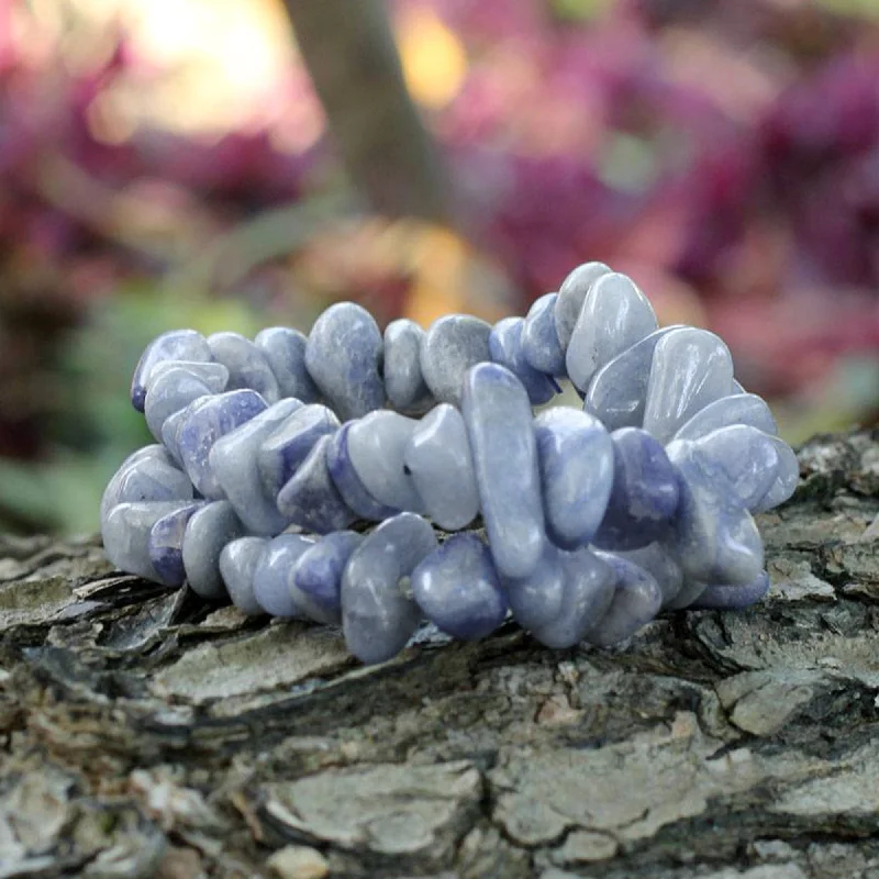 casual bangles for women -Wonders Blue Quartz Beaded Bracelet