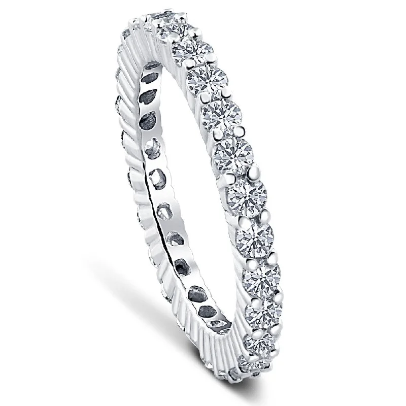 women’s sapphire engagement rings -1 Ct T.W. Lab Grown Diamond Eternity Ring 14k White Gold Stackable Wedding Band