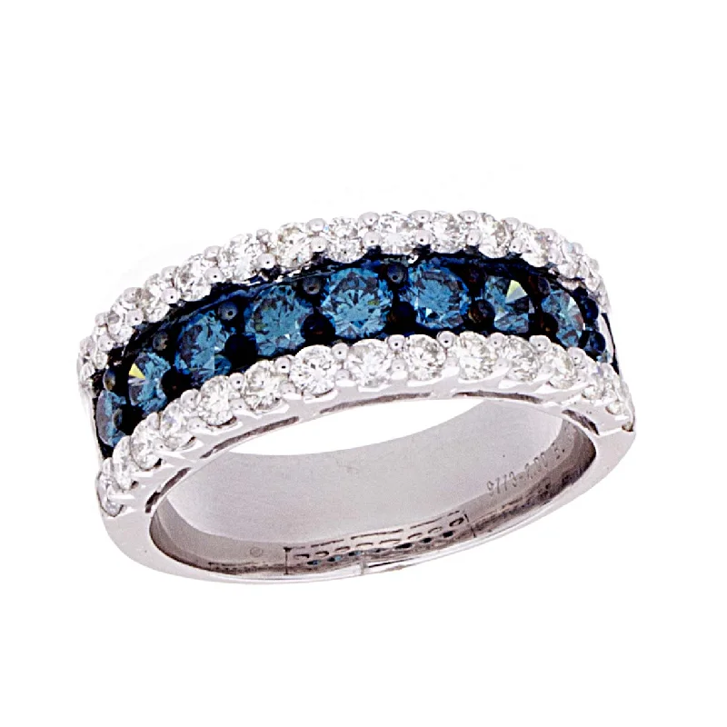 women’s engagement rings with side stones -Blue Diamond Ring