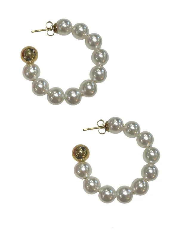 women’s crystal earrings -Pearl and Gold Hoops