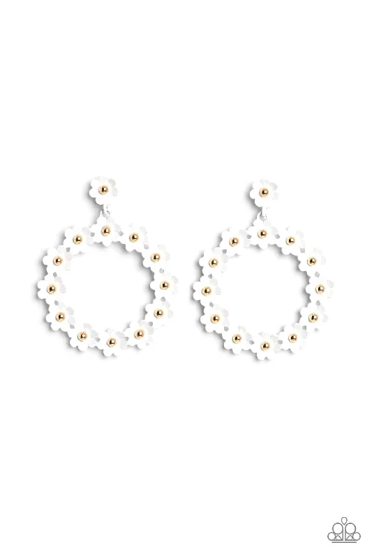 women’s gold chain earrings -Daisy Meadows - White