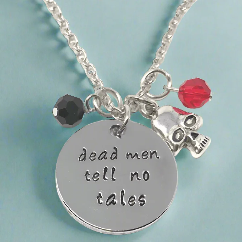 women’s bridal necklaces -Dead Men Tell No Tales - Pirate Stamped Necklace