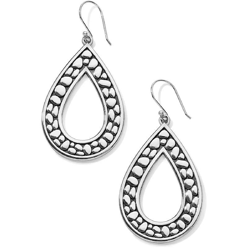 women’s silver drop earrings -Pebble Open Teardrop Reversible Earrings