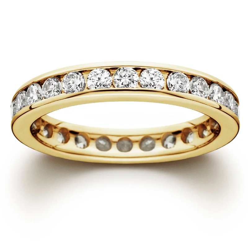 luxury engagement rings for women -1 1/2ct Channel Set Diamond Eternity Ring Yellow Gold