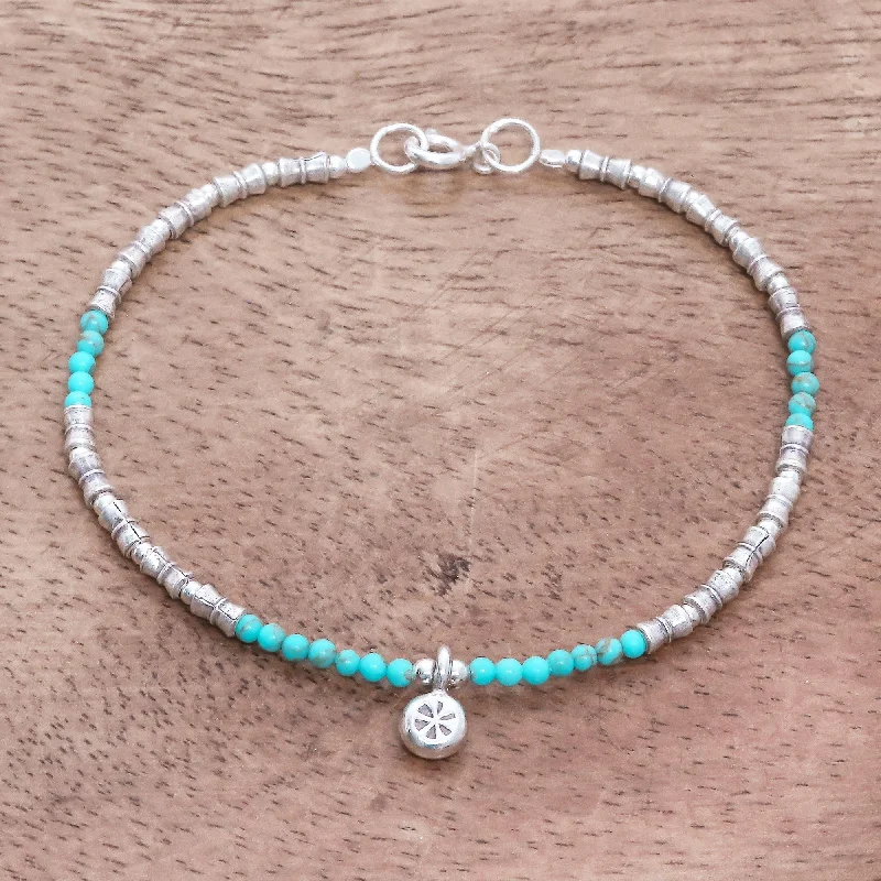 women’s charm bracelets -Karen Glee Karen Reconstituted Turquoise Beaded Bracelet from Thailand