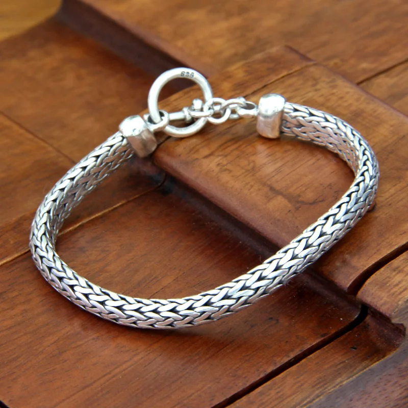 luxury silver bangles for women -All Night Sterling Silver Men's Chain Bracelet