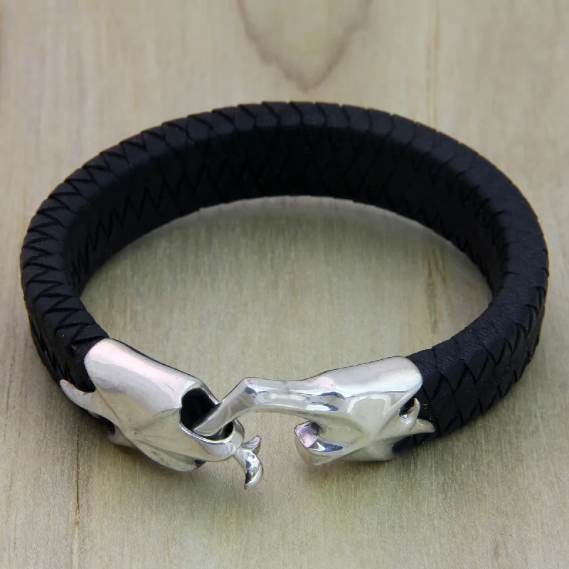 designer bracelets for women -Hand in Hand Men's Braided Leather Bracelet