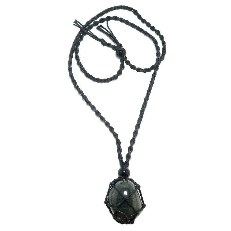 women’s luxury pearl necklaces -Bloodstone Necklace Courage Carrier Macrame