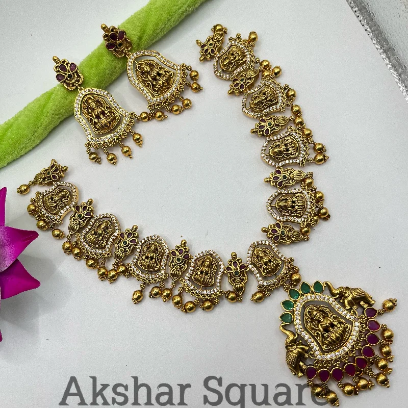 women’s antique necklaces -Rotatable Antique Lakshmi Necklace set