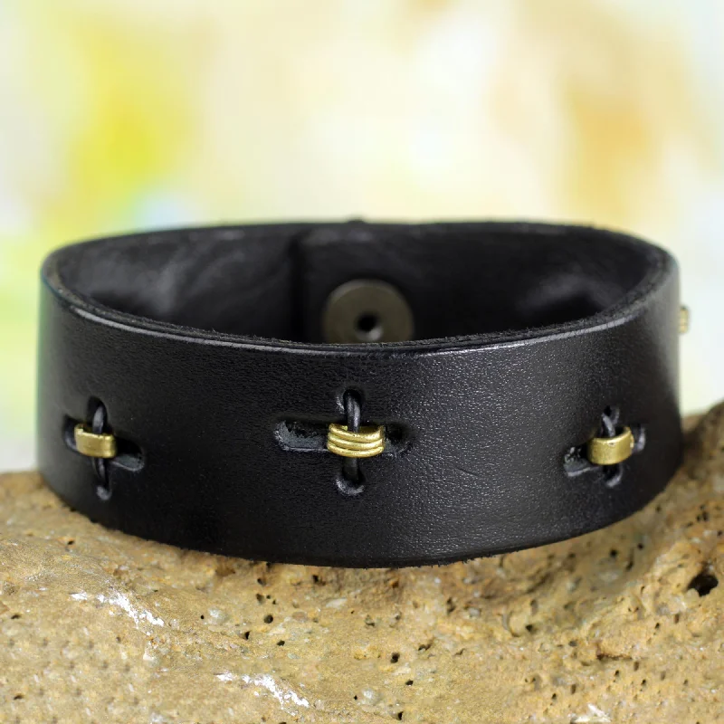 men’s and women’s matching bracelets -Hide & Seek Men's Black Leather Bracelet