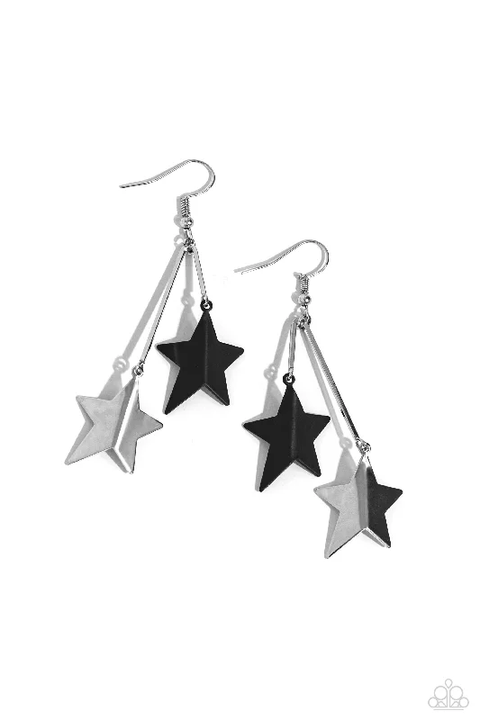 women’s silver hoop earrings -Stellar STAGGER - Black